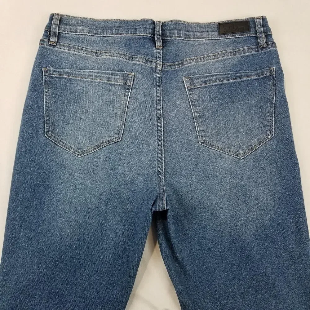 Nicole Miller Jeans Womens 10 Blue Soho High Rise Ankle Skinny Distressed Denim